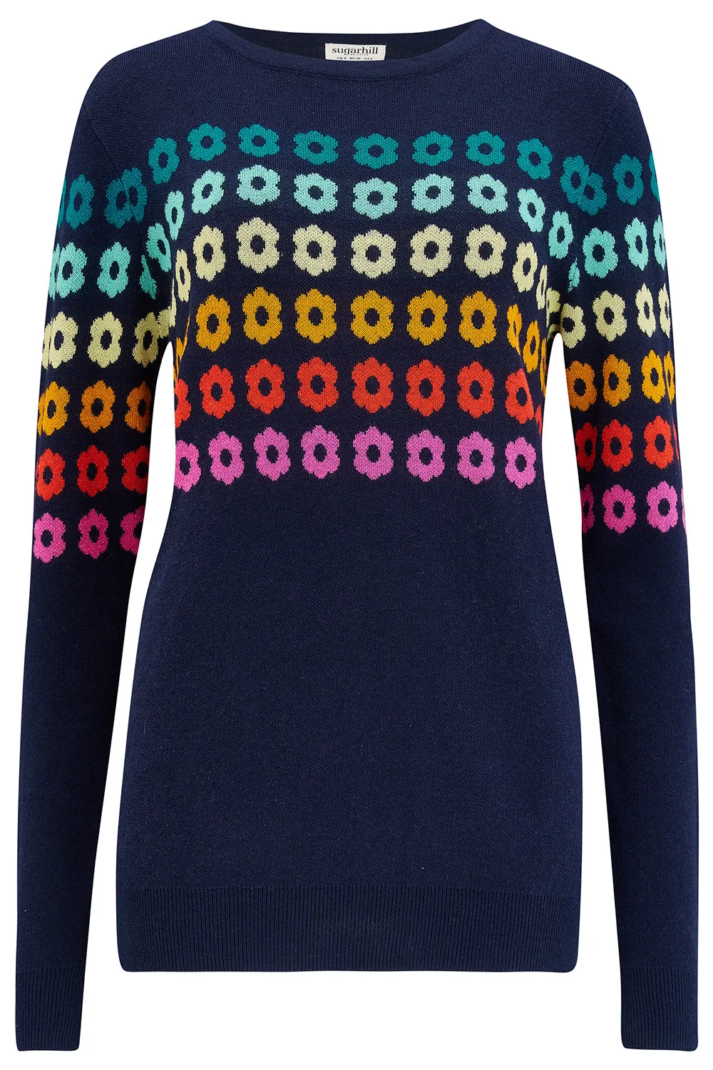 Rita Jumper - Navy, Rainbow Flowers