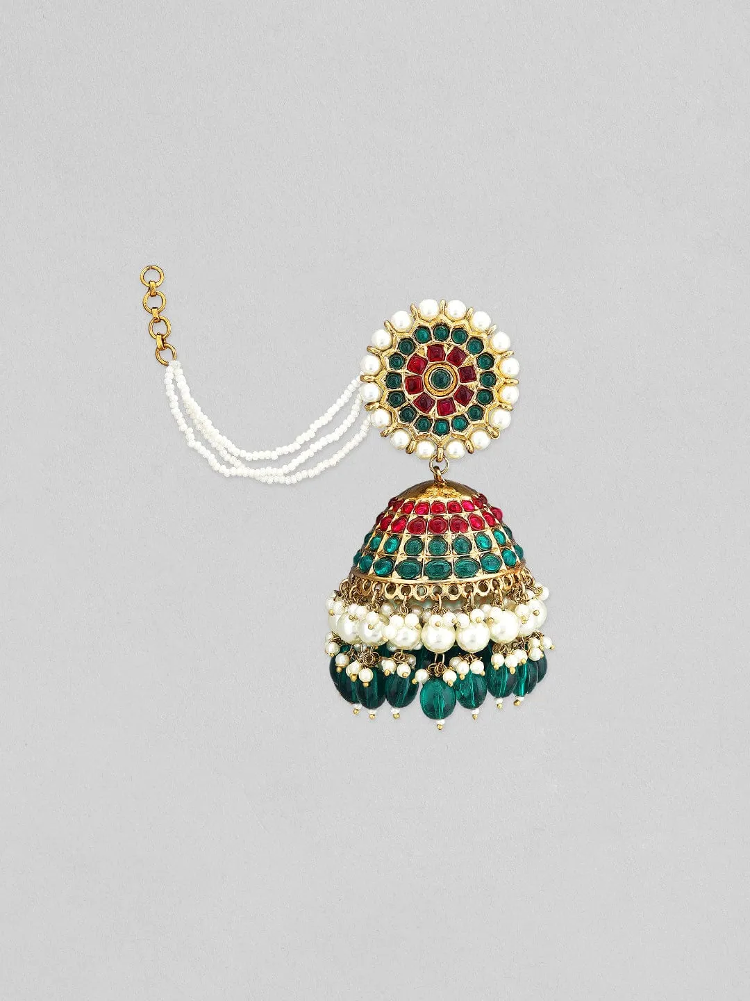 Rubans Gold-Plated Pearls Studded Enamel Assorted Jhumka Earrings