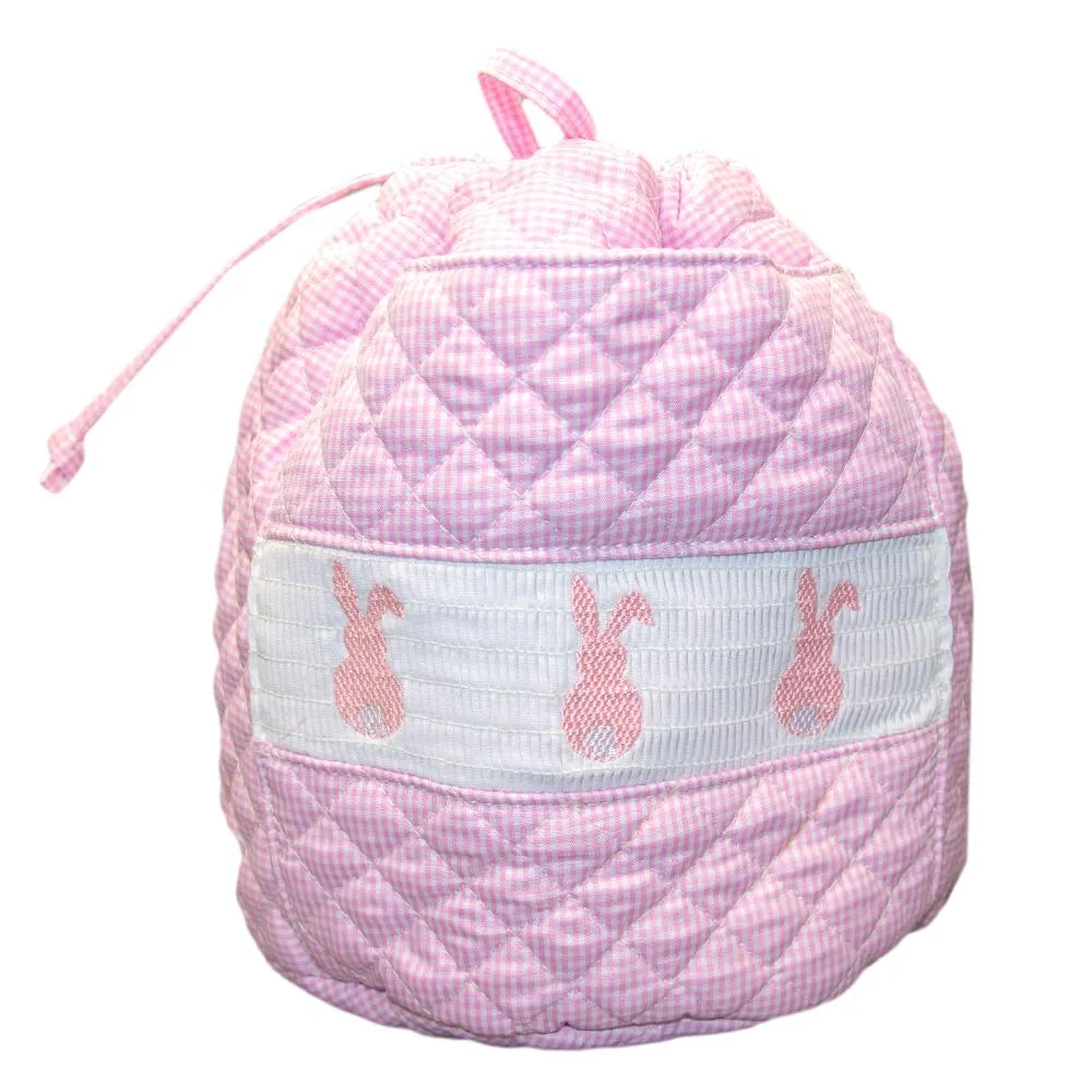 Smocked Pink Bunny Ditty Bag