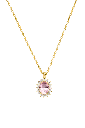 Sparkle Necklace Pink 14K Gold Plated