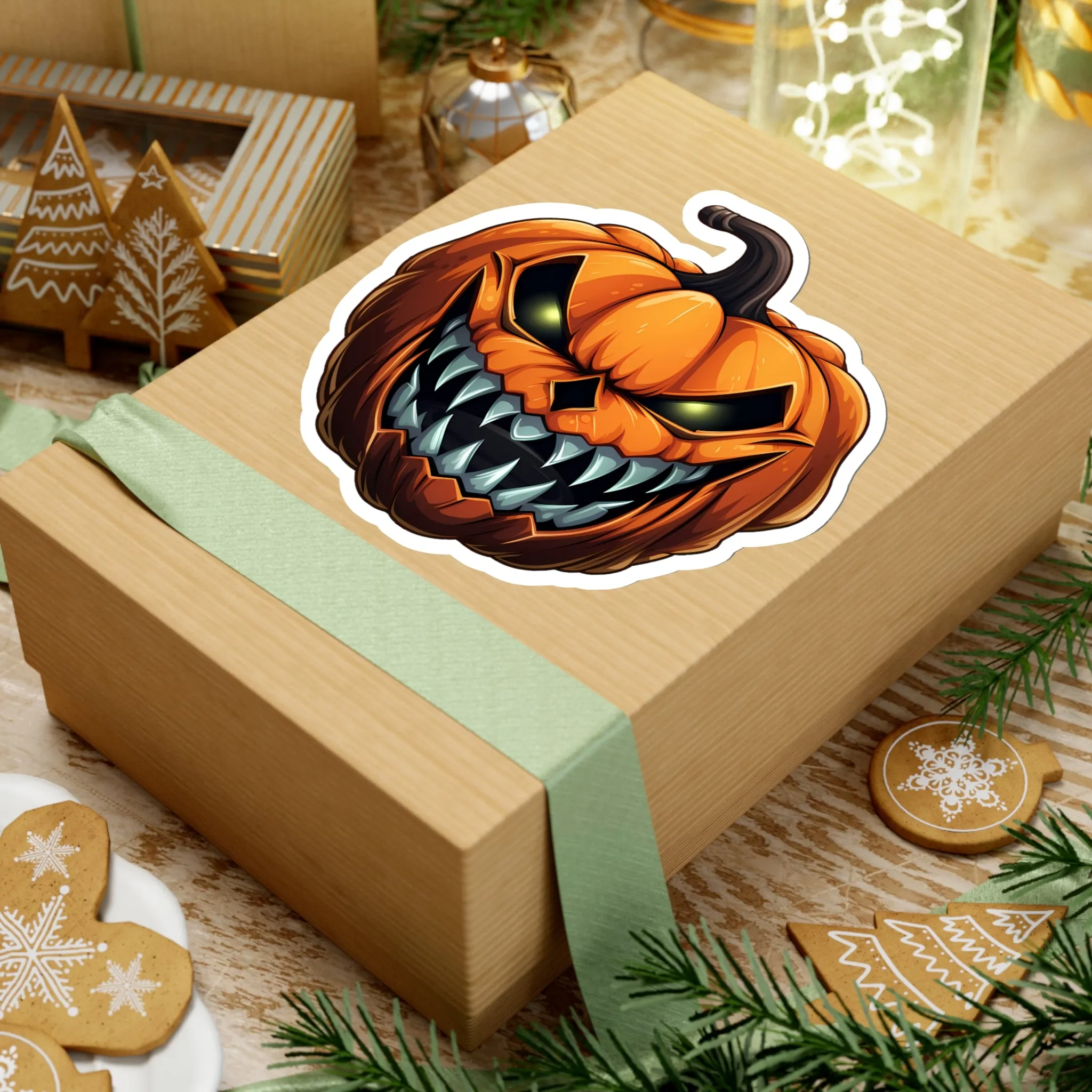 Spooky and Striking: Scary Halloween Jack O Lantern Pumpkin Stickers