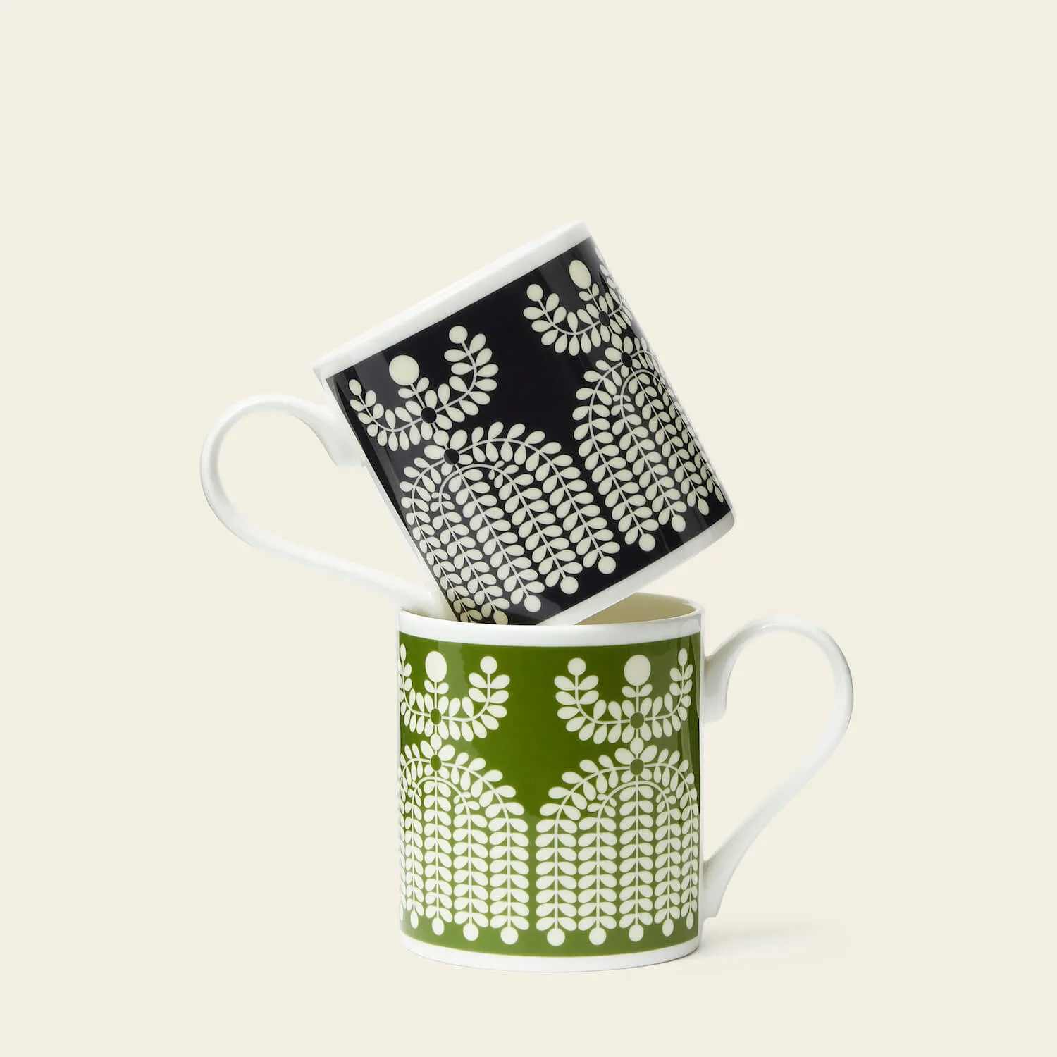 Standard Mug Set of 2 - Folk Girl Green/Navy