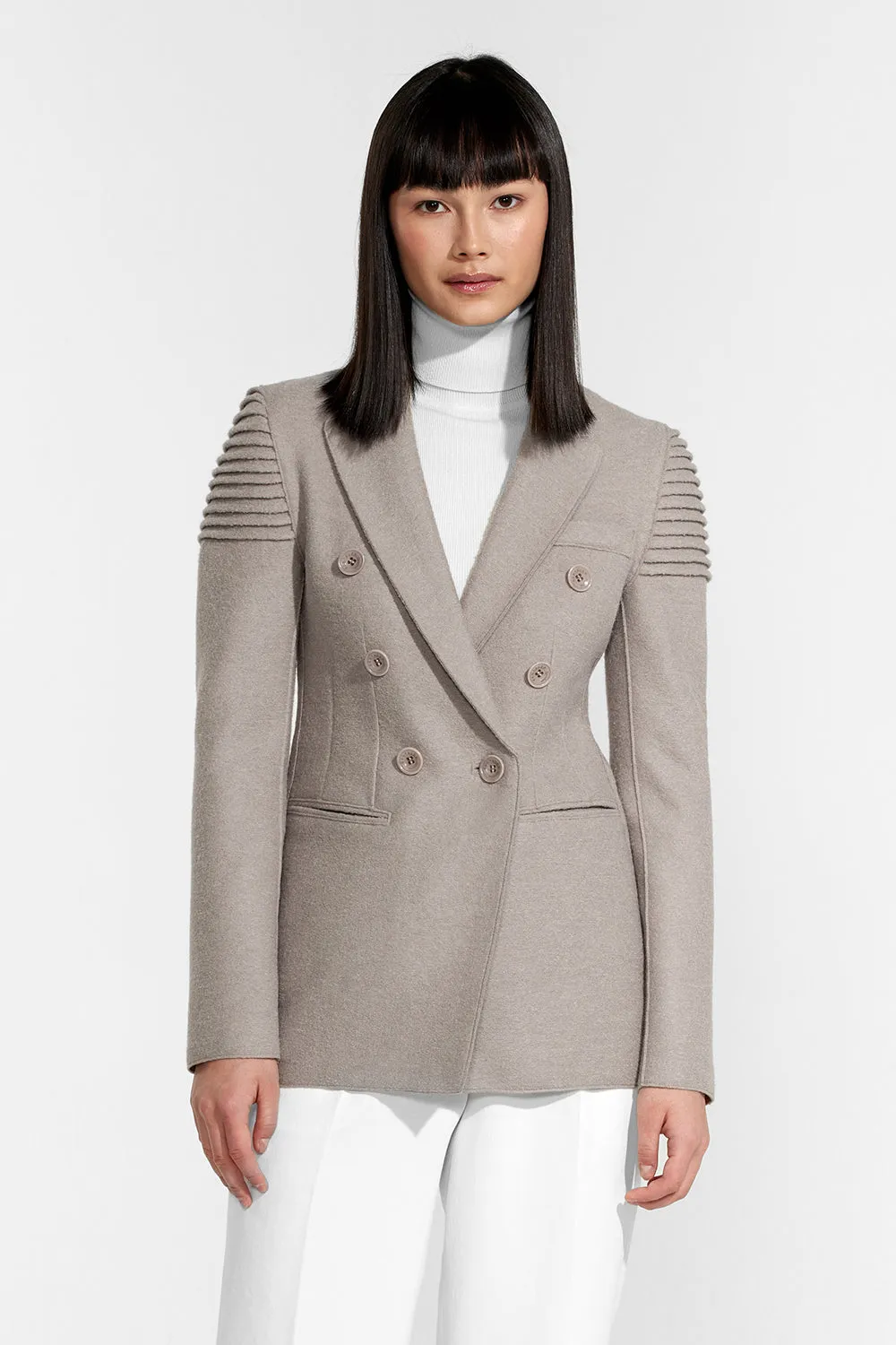 Superfine Alpaca Double Breasted Peak Collar Blazer Coat