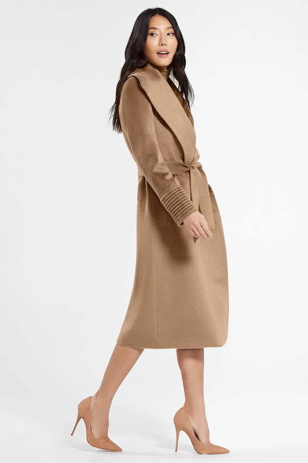 Suri Alpaca Long Shawl Collar Wrap Coat