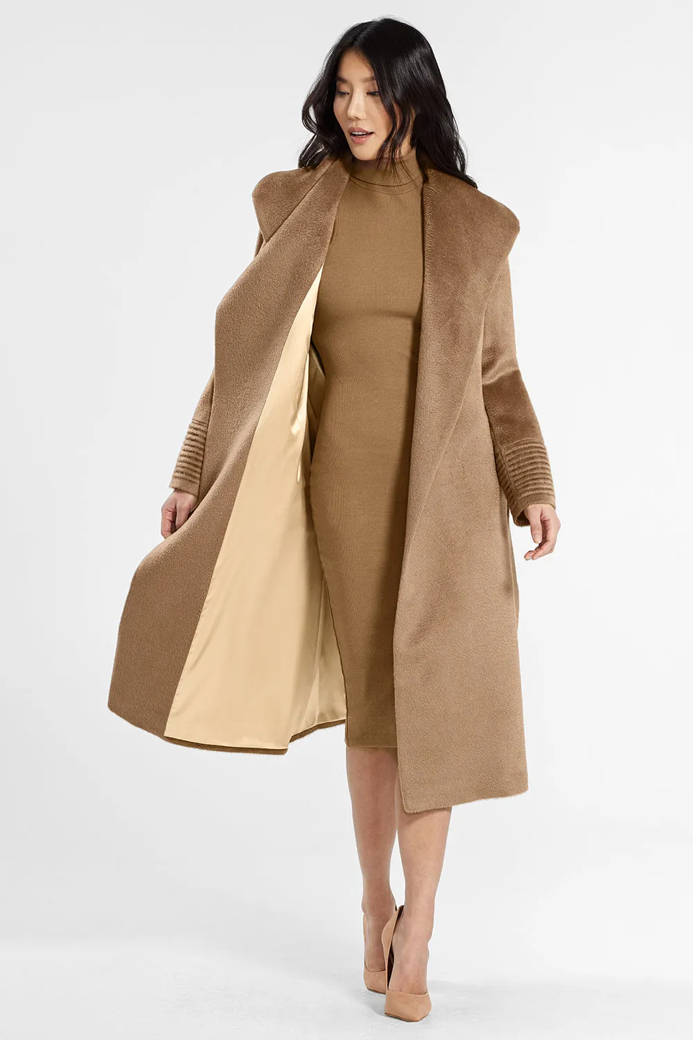 Suri Alpaca Long Shawl Collar Wrap Coat