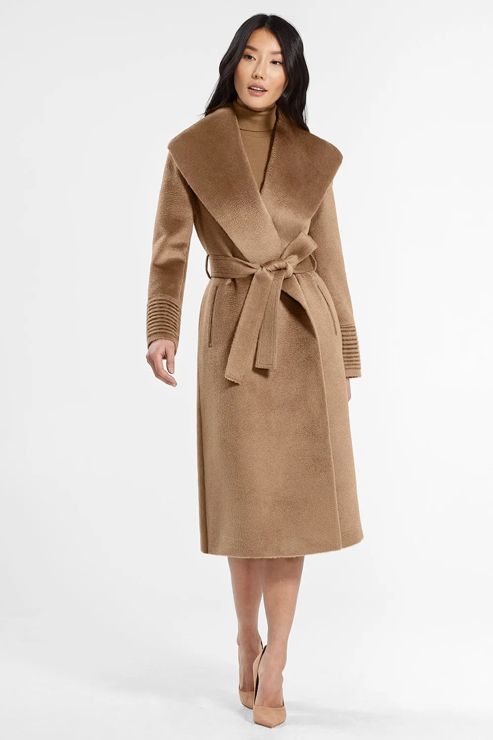 Suri Alpaca Long Shawl Collar Wrap Coat