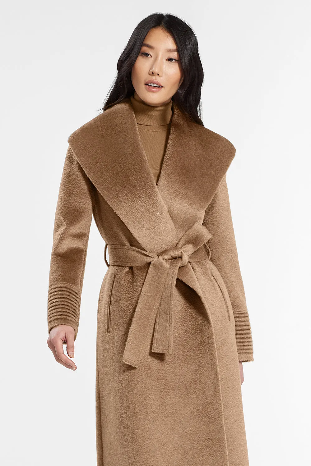 Suri Alpaca Long Shawl Collar Wrap Coat