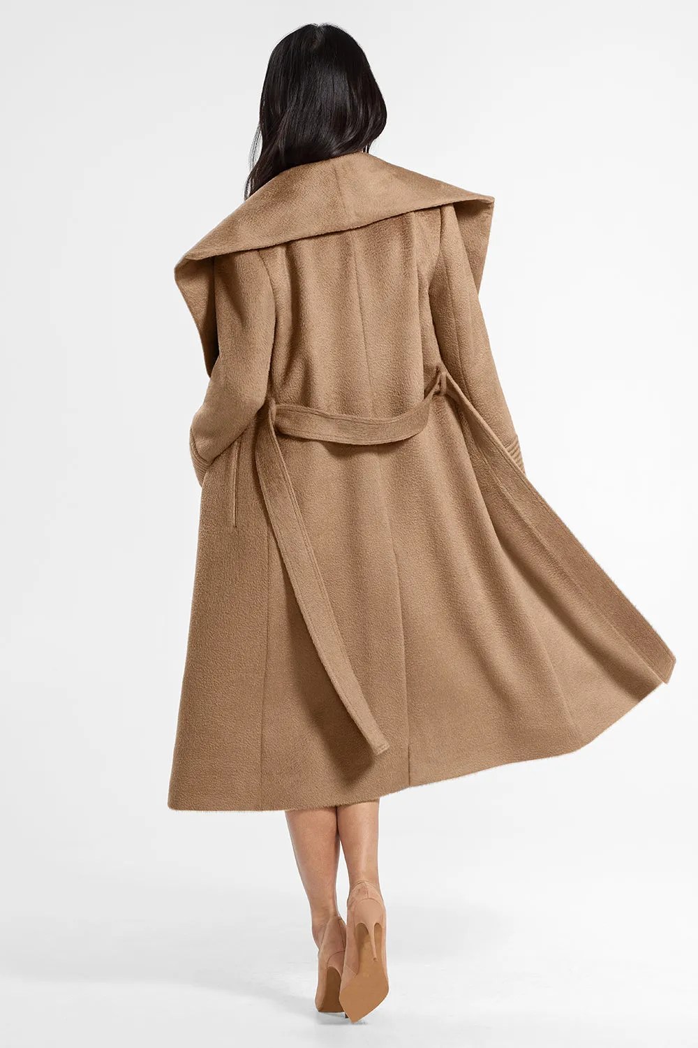 Suri Alpaca Long Shawl Collar Wrap Coat