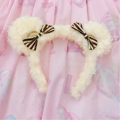 SWEET PINK BUNNY EARS BOW HEADBAND BY62903