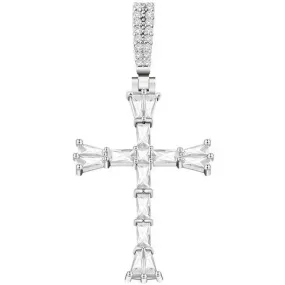 Tapered Baguette Diamond Cross Pendant