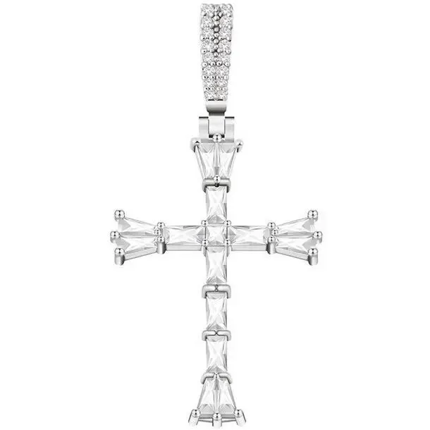 Tapered Baguette Diamond Cross Pendant