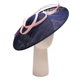 Tear Drop Twist Hat in Navy and Pale Pink