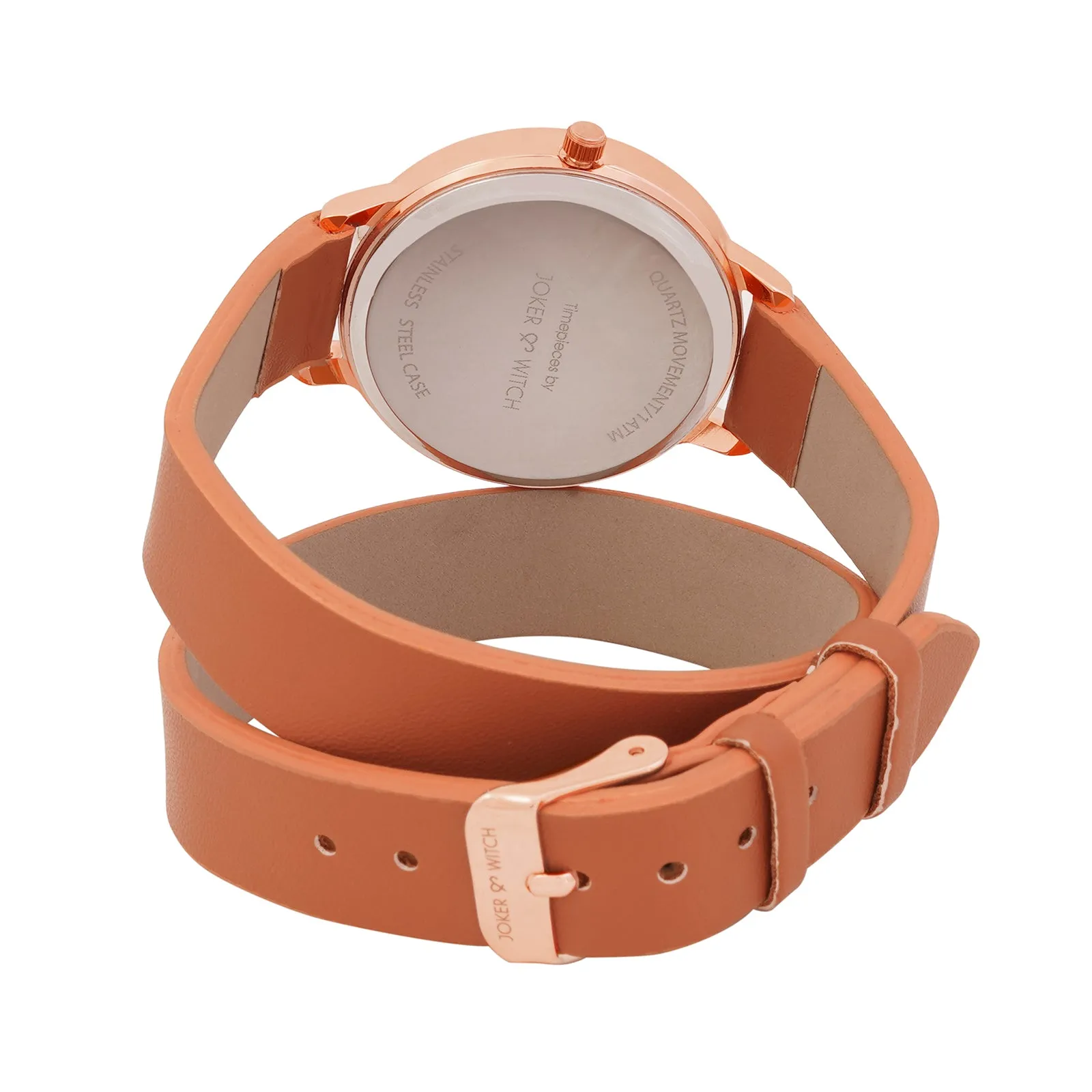 Twelve O'Heart Rosegold Case Tan Wrapped Pu Strap