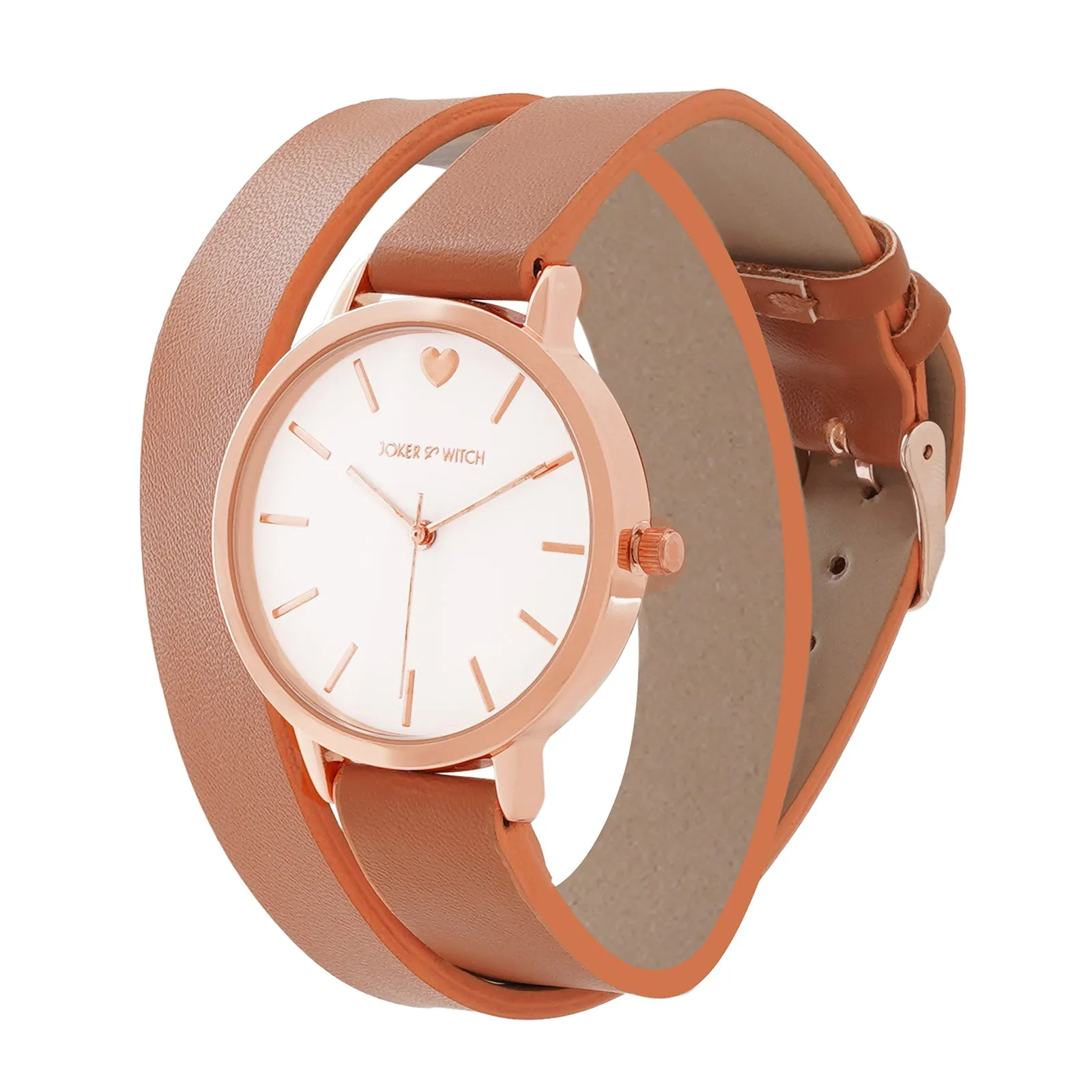 Twelve O'Heart Rosegold Case Tan Wrapped Pu Strap