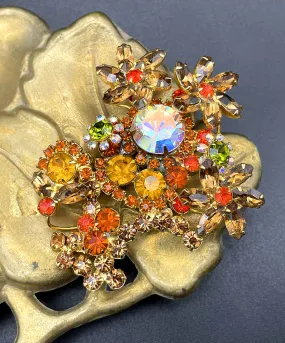 【USA輸入】ヴィンテージ JULIANA フローラル ビジュー ブローチ/Vintage JULIANA Floral Green Bijou Brooch