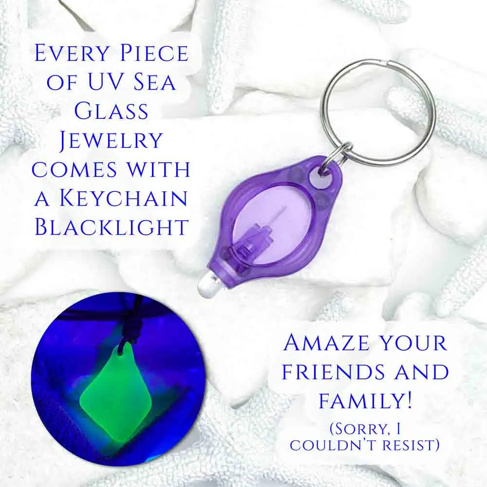 UV Sea Glass Pendant with Sterling Silver Sailboat Charm | #5286