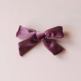 Velveteen Velvet Bow Children's Hair Clips - Indigo