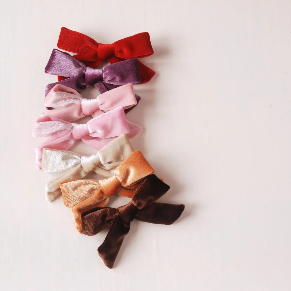 Velveteen Velvet Bow Children's Hair Clips - Indigo