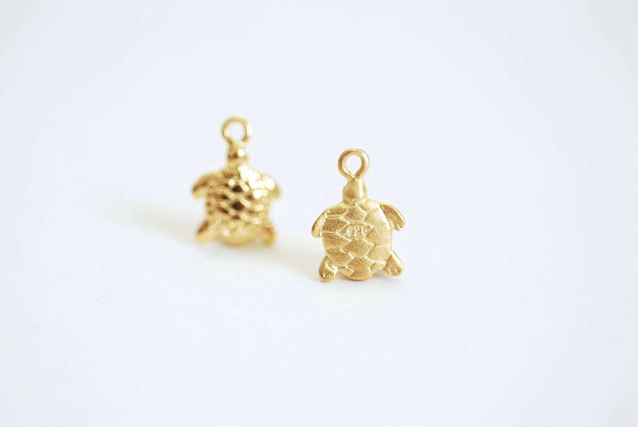 Vermeil Gold Wholesale Turtle Charm- 22k Gold Plated over Sterling Silver, Rose Gold Turtle, Small Turtle Charm, Hawaiian Honu Turtle, Sea Turtle, 385