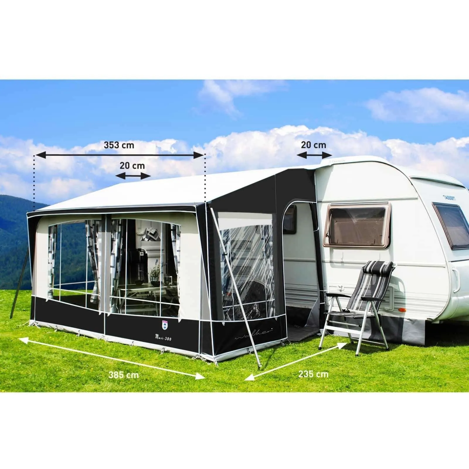 Walker Maxi 300 & 380 Caravan Porch Awning (2024)   Free Storm Straps