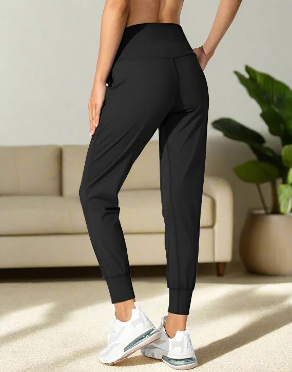 Womens Black Jogger Pants, Pocket Dress Joggers, Sizes S/M/L/XL, Yoga Waist