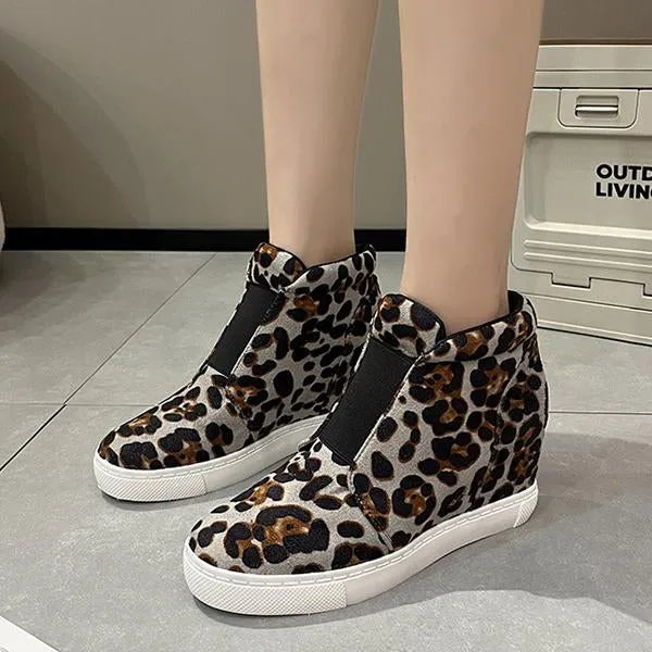 Women's Casual Leopard Wedge Platform Shoes 22786243S