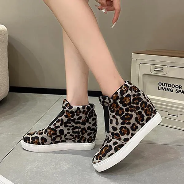 Women's Casual Leopard Wedge Platform Shoes 22786243S