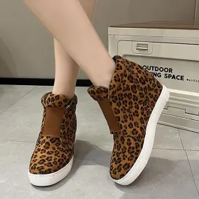 Women's Casual Leopard Wedge Platform Shoes 22786243S