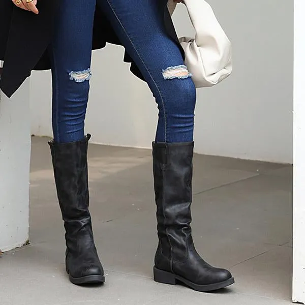 Women's Casual Retro Daily Flat Knee-high Boots 61738787S