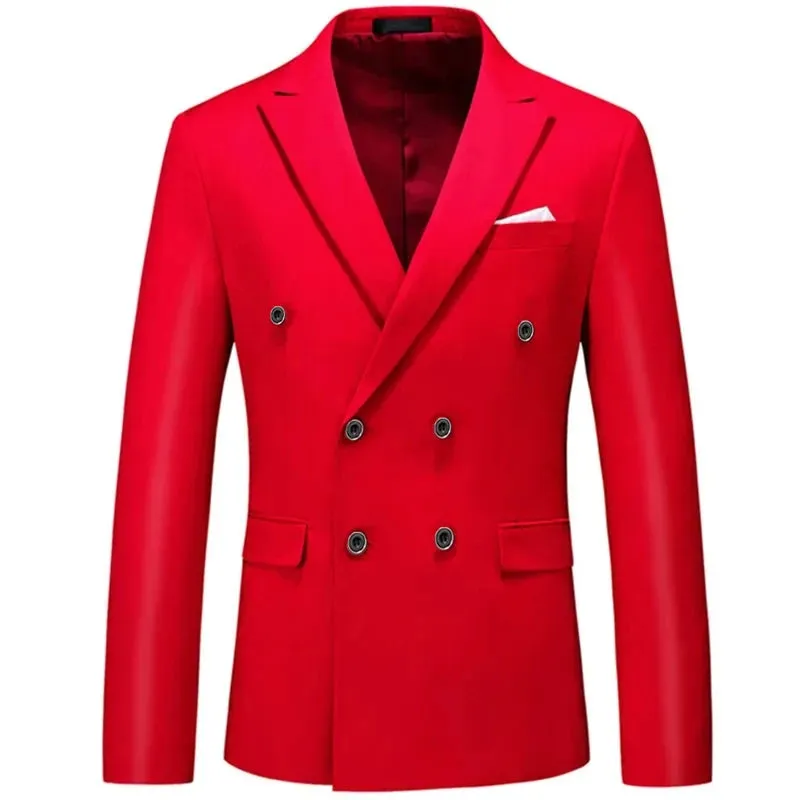 Xituodai 2024 Fashion New Men's Casual Boutique Business Solid Color Double Breasted Suit Jacket Blazers Coat