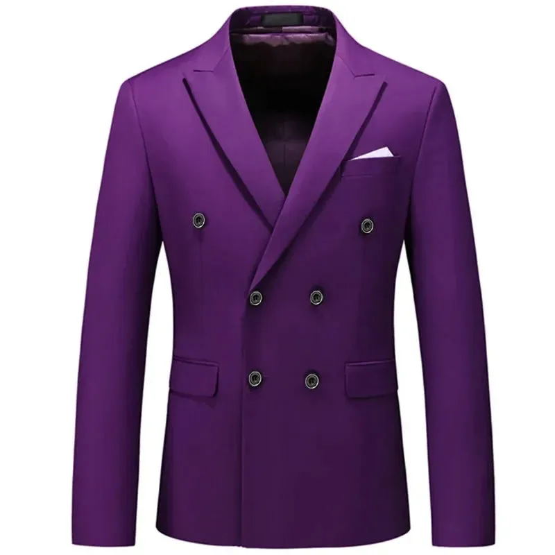 Xituodai 2024 Fashion New Men's Casual Boutique Business Solid Color Double Breasted Suit Jacket Blazers Coat