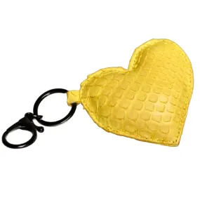 Yellow Leather Heart Key Holder and Charm